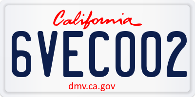 CA license plate 6VEC002
