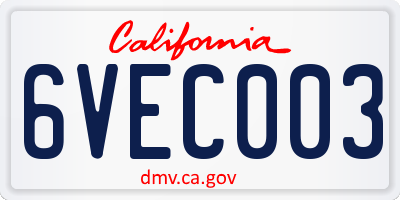 CA license plate 6VEC003