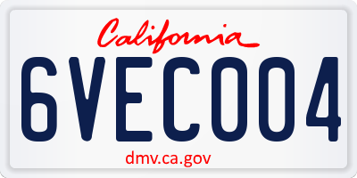 CA license plate 6VEC004