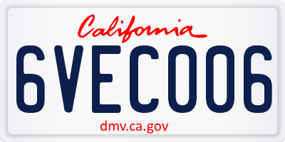 CA license plate 6VEC006