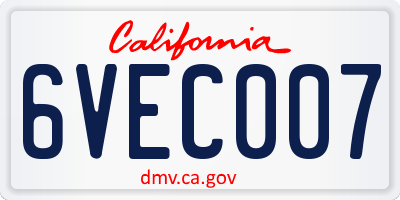 CA license plate 6VEC007