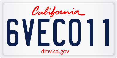 CA license plate 6VEC011