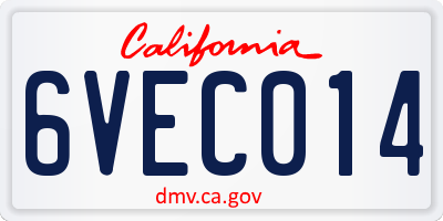 CA license plate 6VEC014