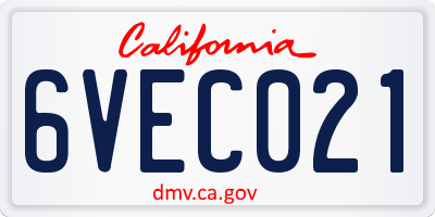 CA license plate 6VEC021