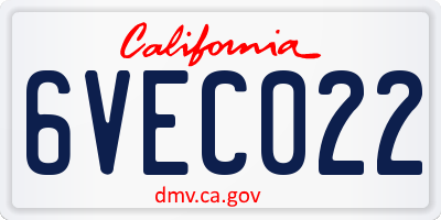 CA license plate 6VEC022