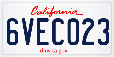 CA license plate 6VEC023