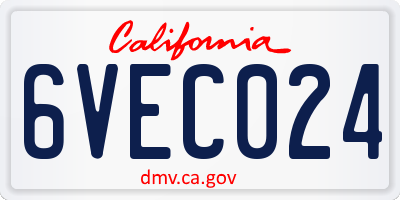 CA license plate 6VEC024