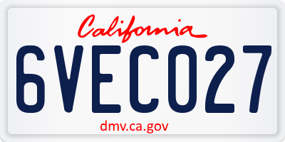 CA license plate 6VEC027