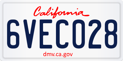 CA license plate 6VEC028