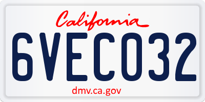 CA license plate 6VEC032