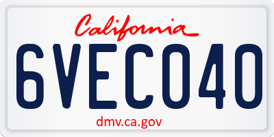 CA license plate 6VEC040
