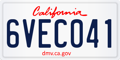 CA license plate 6VEC041