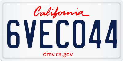 CA license plate 6VEC044