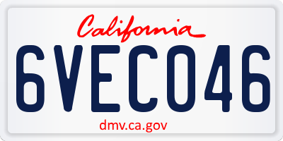 CA license plate 6VEC046