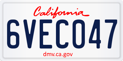 CA license plate 6VEC047