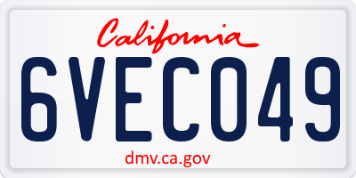 CA license plate 6VEC049