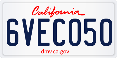 CA license plate 6VEC050