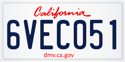 CA license plate 6VEC051
