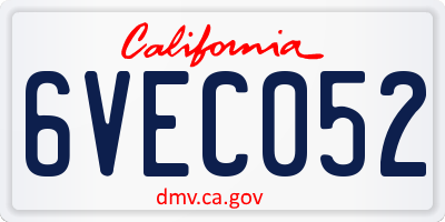 CA license plate 6VEC052
