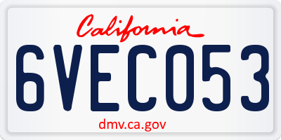 CA license plate 6VEC053