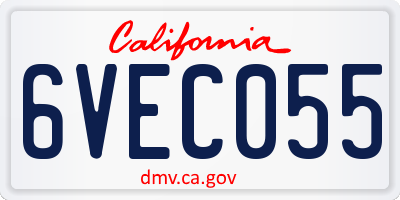 CA license plate 6VEC055