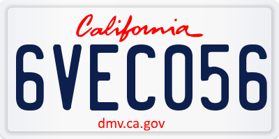 CA license plate 6VEC056