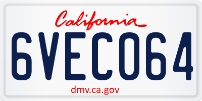 CA license plate 6VEC064
