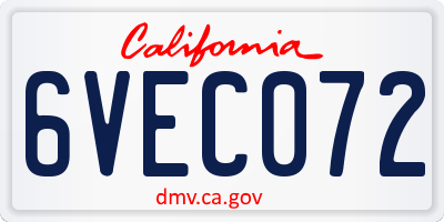 CA license plate 6VEC072