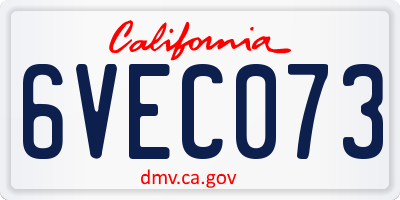CA license plate 6VEC073