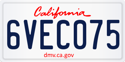 CA license plate 6VEC075