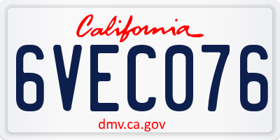 CA license plate 6VEC076