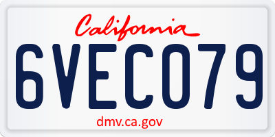 CA license plate 6VEC079