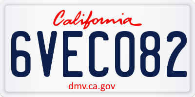 CA license plate 6VEC082