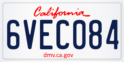 CA license plate 6VEC084