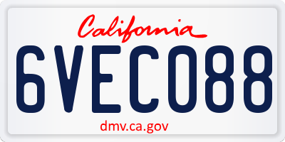 CA license plate 6VEC088
