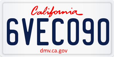 CA license plate 6VEC090