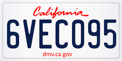 CA license plate 6VEC095