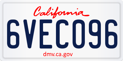 CA license plate 6VEC096