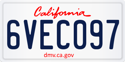 CA license plate 6VEC097