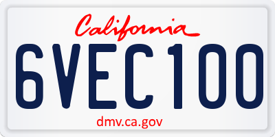 CA license plate 6VEC100