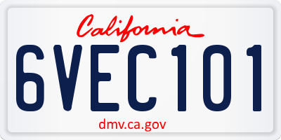 CA license plate 6VEC101