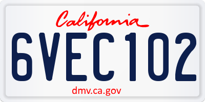 CA license plate 6VEC102