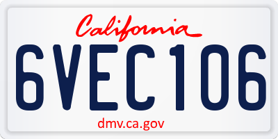 CA license plate 6VEC106