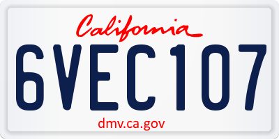 CA license plate 6VEC107