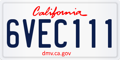 CA license plate 6VEC111