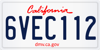 CA license plate 6VEC112