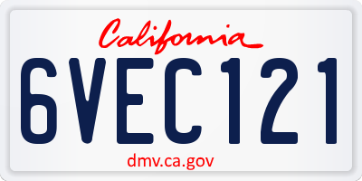 CA license plate 6VEC121