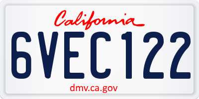 CA license plate 6VEC122