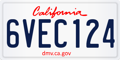 CA license plate 6VEC124