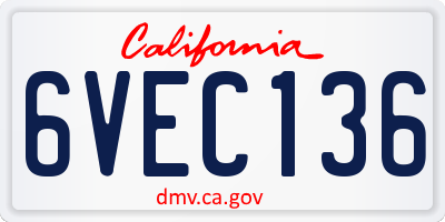 CA license plate 6VEC136